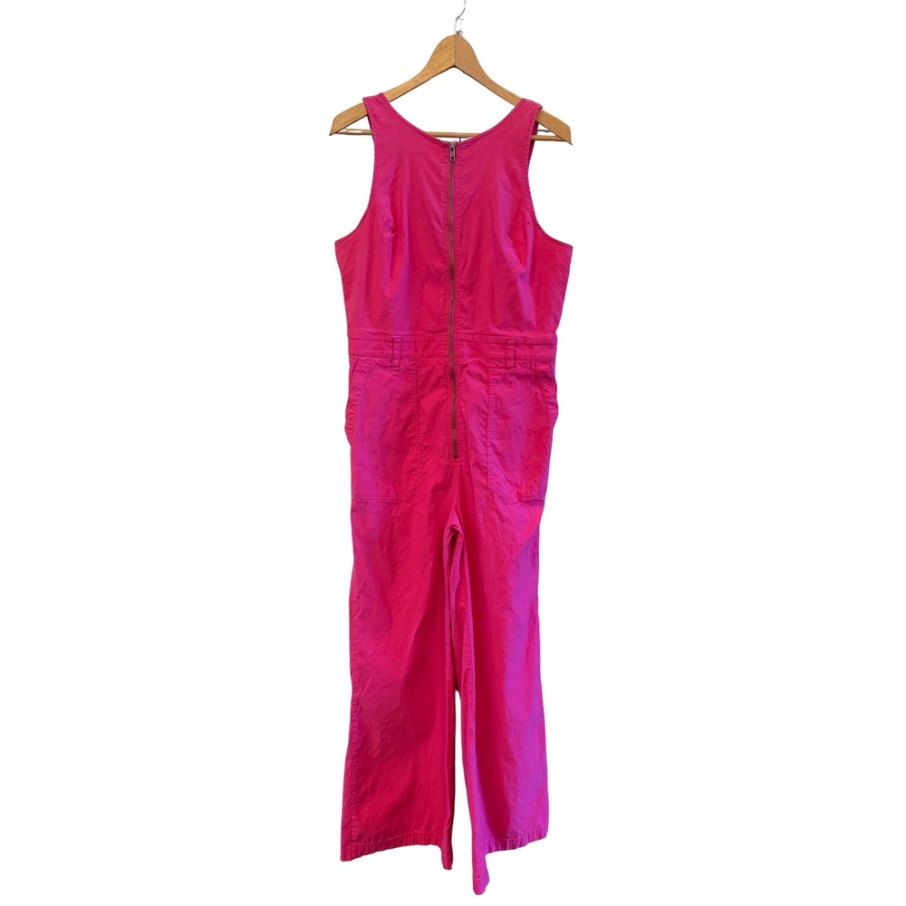 Hot Pink Maeve The Naomi Anthropologie Sleeveless Zip Wide Leg Jumpsuit Size 14